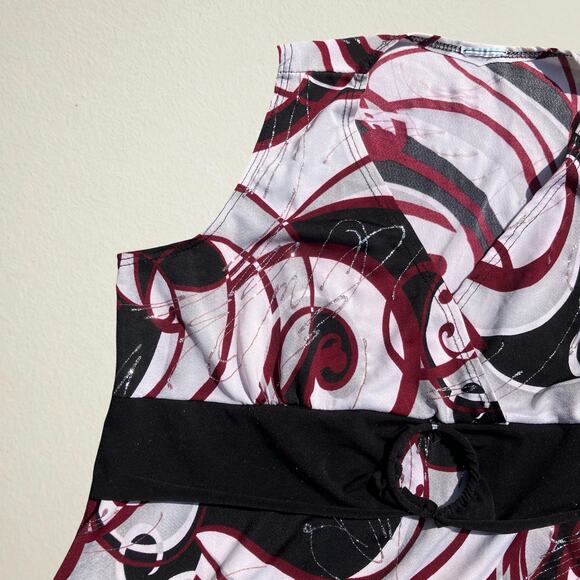 Swirl print babydoll tank top handkerchief hem groovy Y2K bohemian hippie 90s - Picture 3 of 6